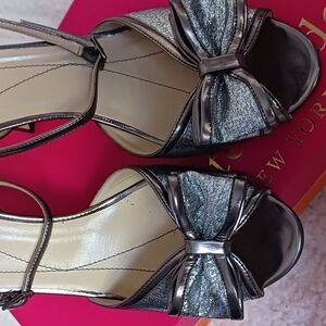 Kate Spade Silver Black Heels with Bow